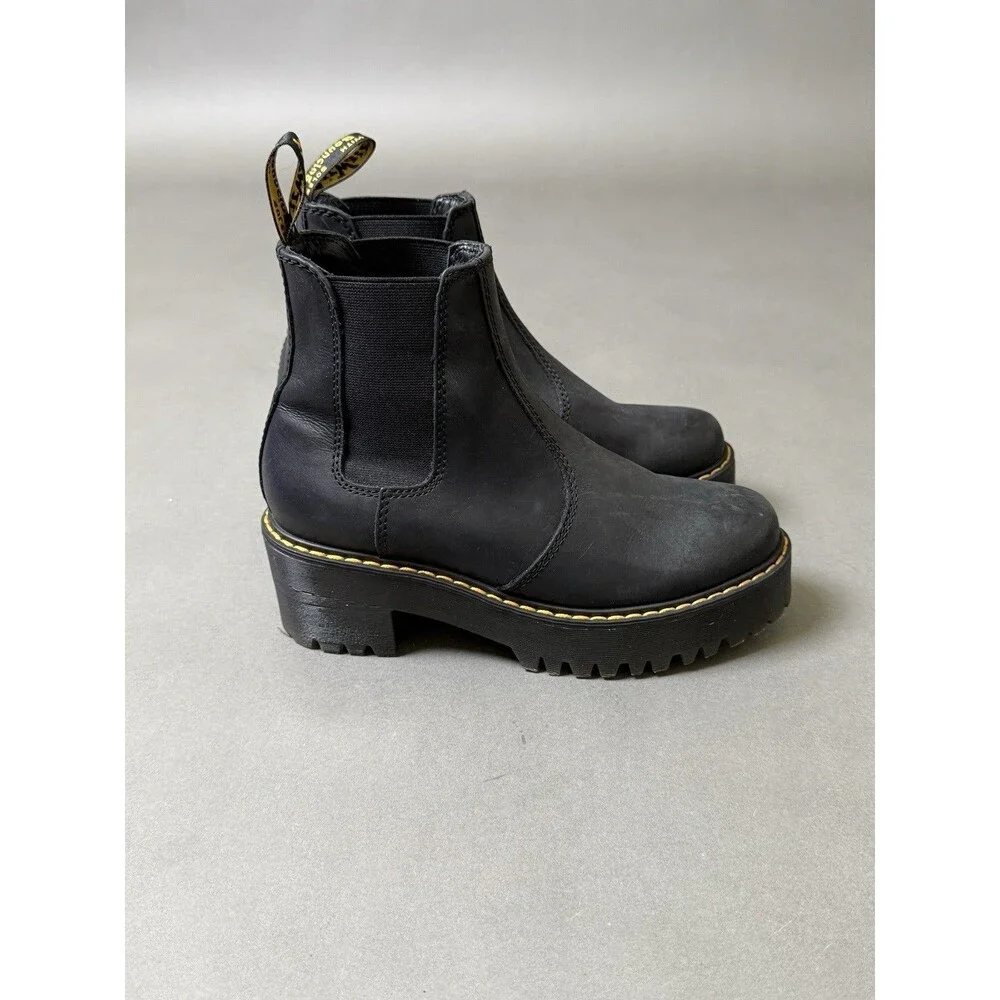 Dr Martens Rometty Wyoming Platform Chelsea Black Boots Women Size 6 US AW004